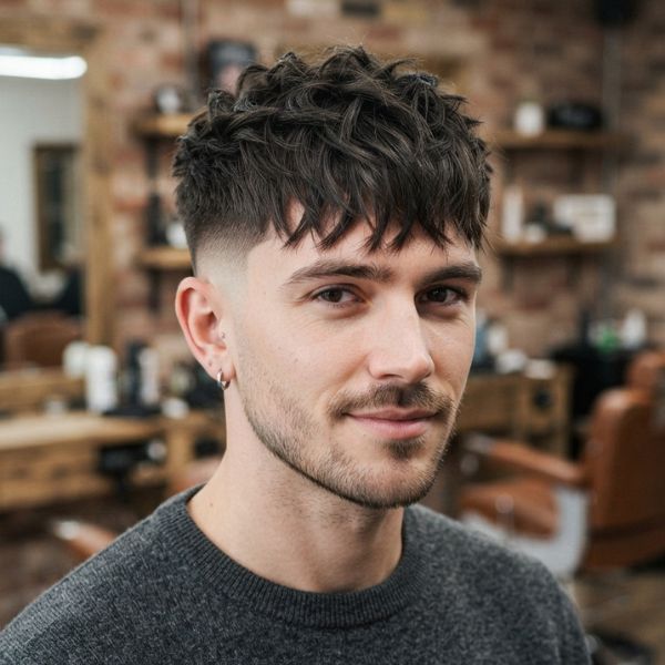 Choppy Fringe with Mid Taper Fade