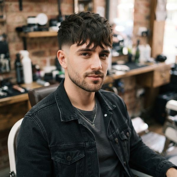 Choppy Fringe with Mid Taper Fade