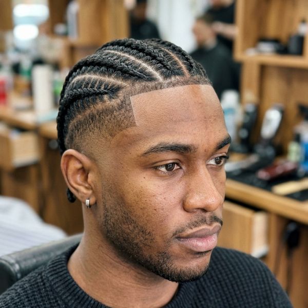 Cornrows with Mid Taper Fade