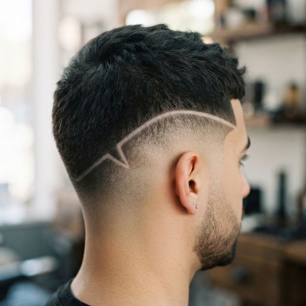 Crew Cut with Shaved Line Design