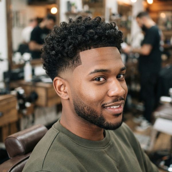 Curly Crop with Mid Taper Fade