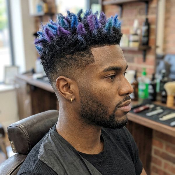 Dyed Tips with Mid Taper Fade