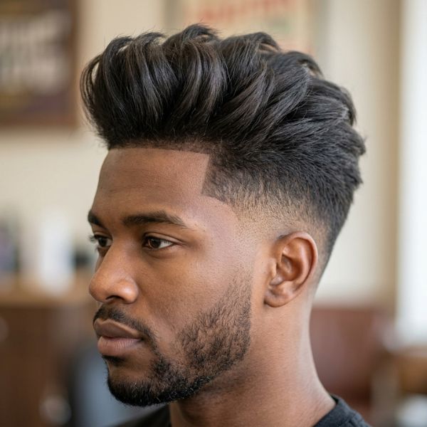 Faux Hawk Mid Taper Fade Blowout