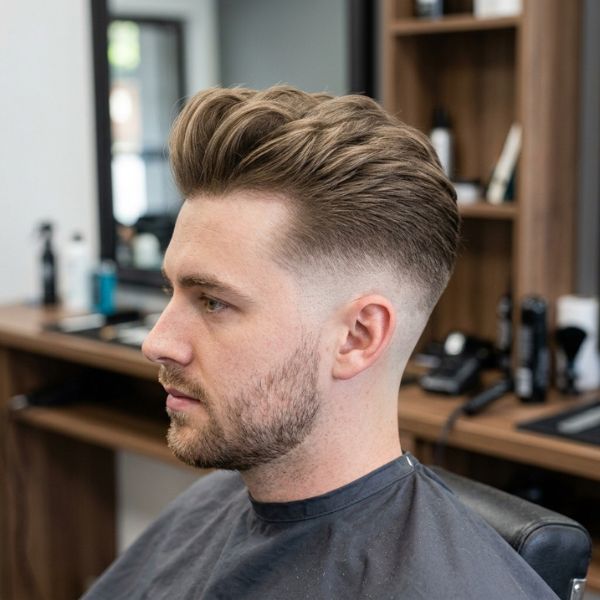 Heavy Crown Blowout Mid Taper FadeHeavy Crown Blowout Mid Taper Fade