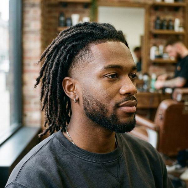 Loose Dreads with Mid Taper Fade