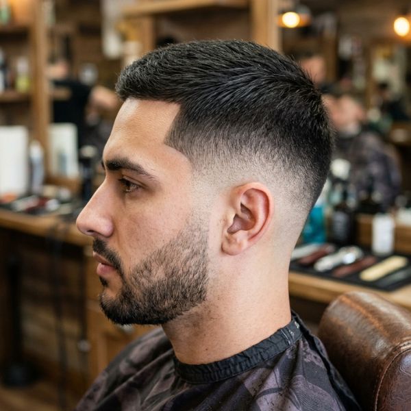 Low Mid Taper Fade Straight Hair