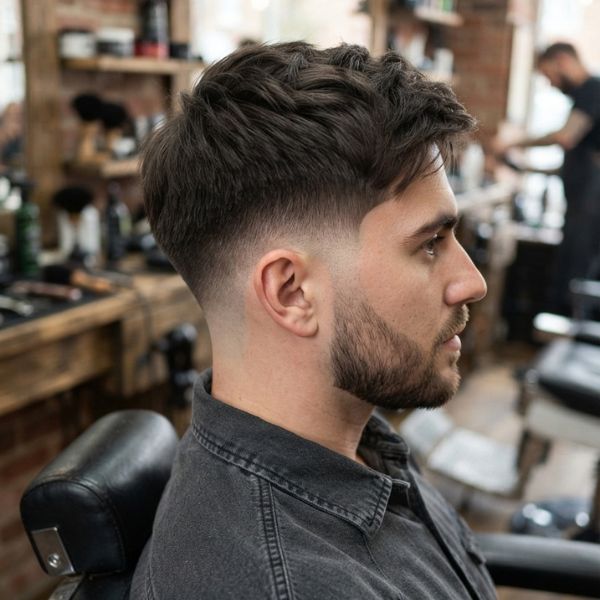 Mid Taper Burst Fade Straight Hair