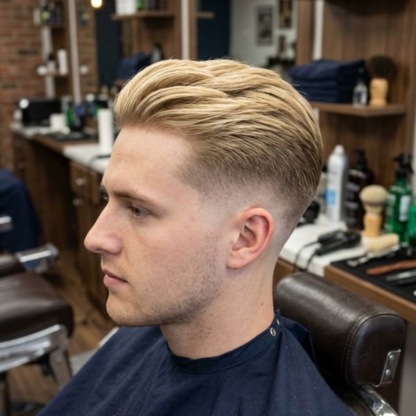 Mid Taper Fade Blonde Straight Hair