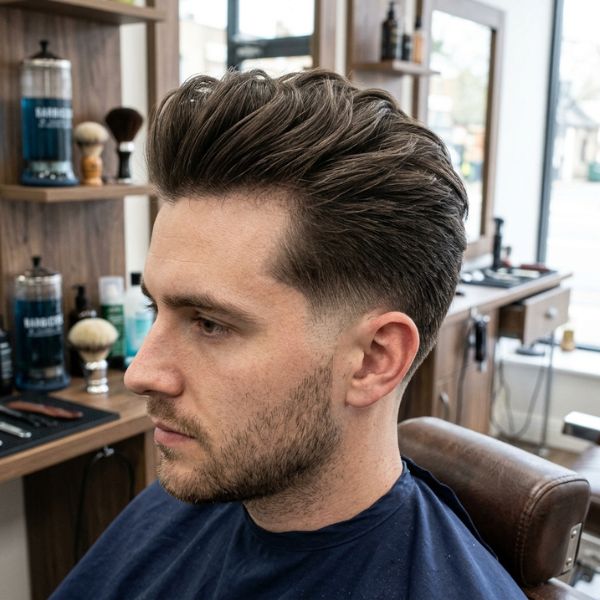 Mid Taper Fade Blowout for Thin Hair