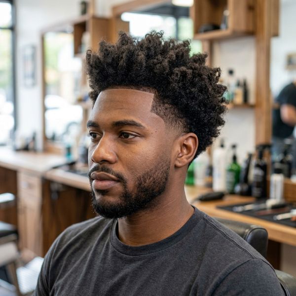 Curly Mid Taper Fade Blowout
