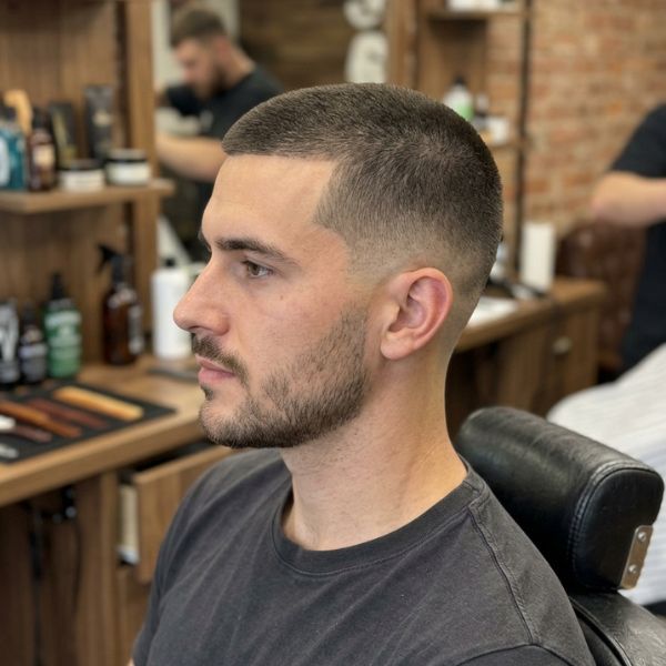 Mid Taper Fade Buzz Cut Straight Hair