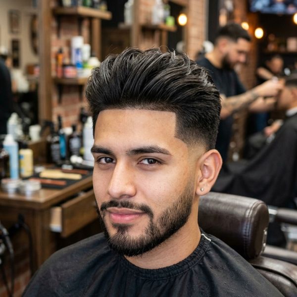 Mid Taper Fade Blowout Straight Hair
