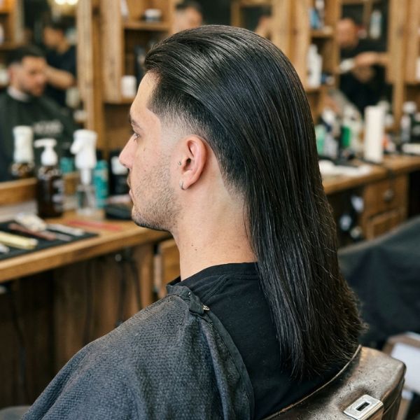 Mid Taper Fade Long Hair Straight