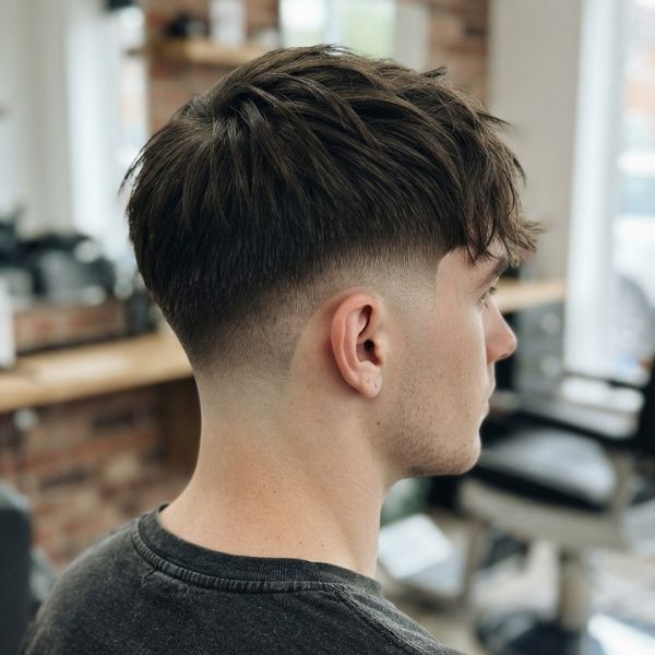 Mid Taper Fade Textured Fringe Straight Hair