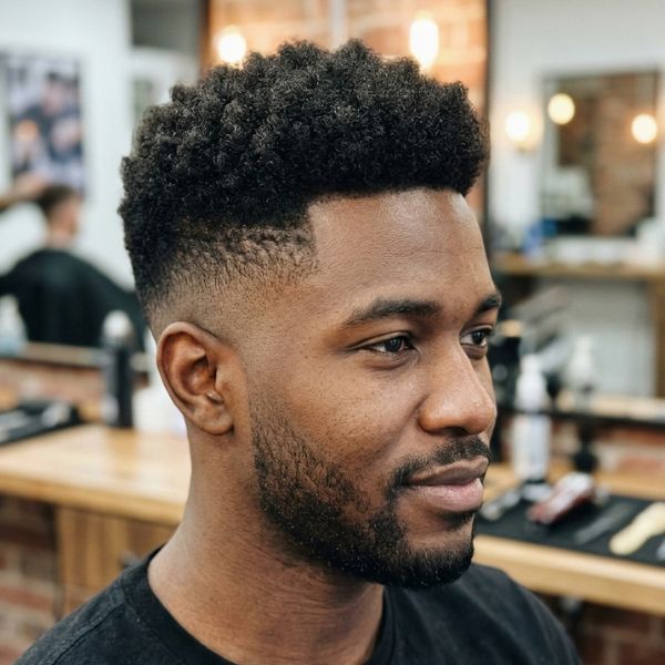 Mini Afro with Mid Taper Fade