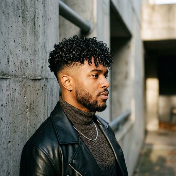 Permed Curls with Mid Taper Fade