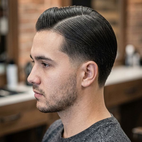 Slick Middle Part Mid Taper