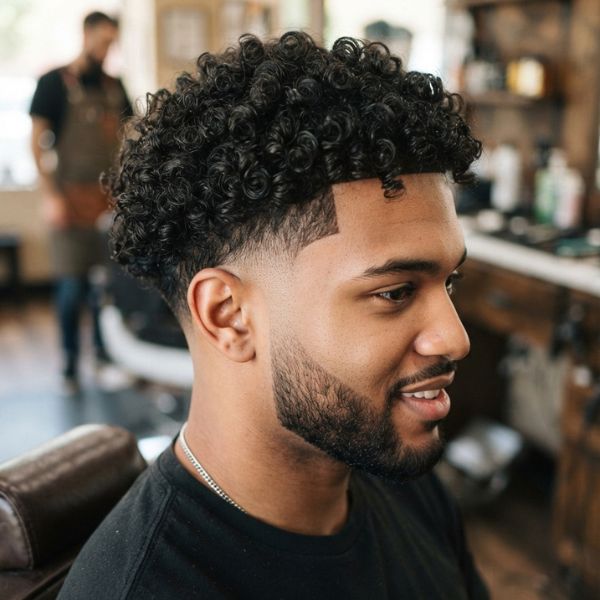 Textured Curls with Mid Taper Fade