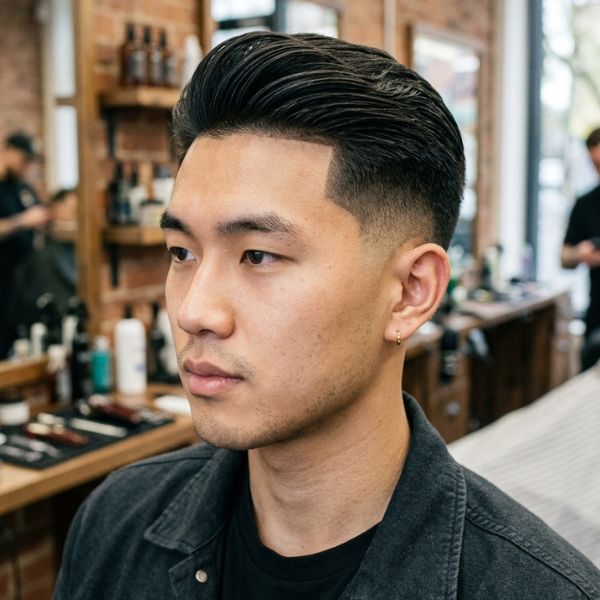 Two Block Mid Taper Fade Straight Hair