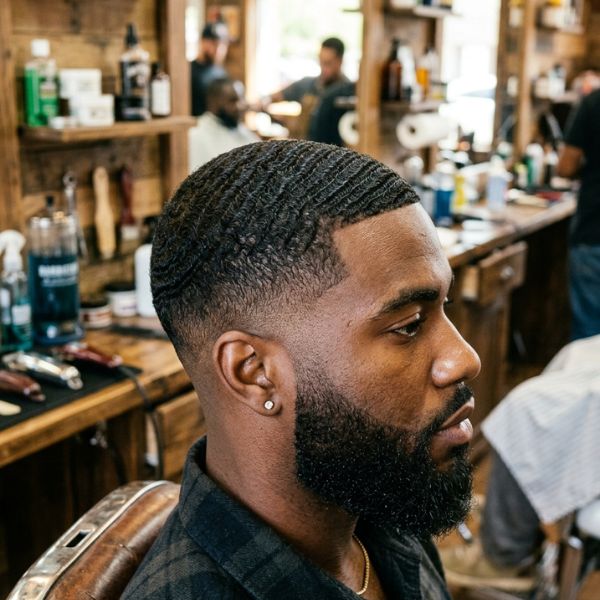 Waves with Beard and Mid Fade