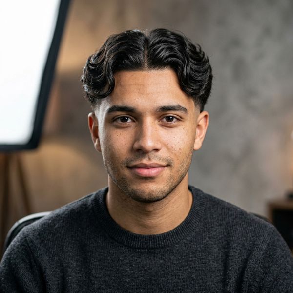 Wavy Middle Part Mid Taper