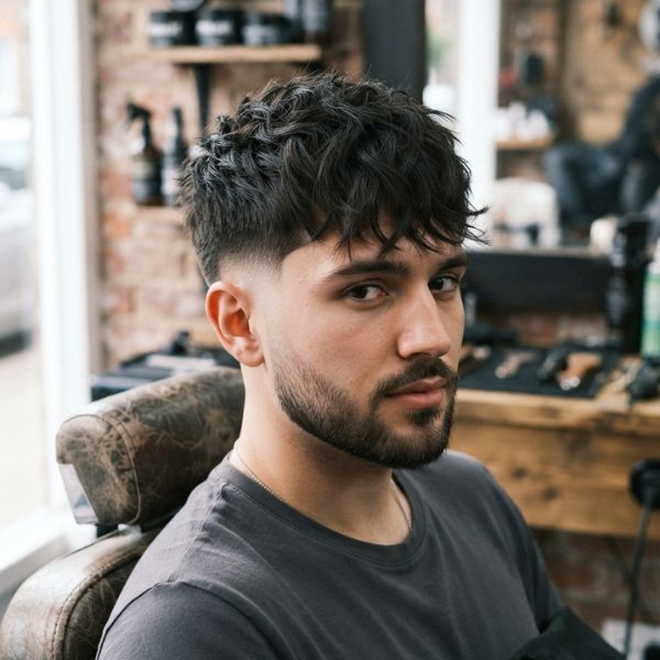 a Mid Taper Fade Fringe Haircut
