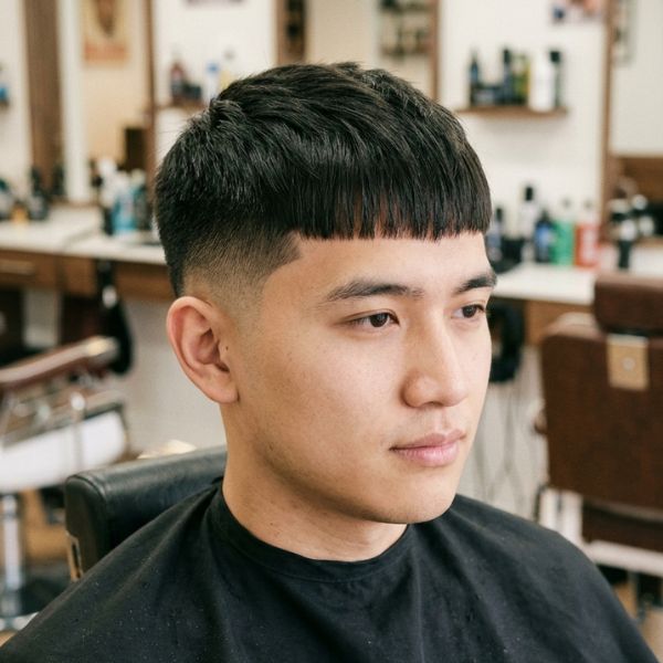 French Crop Taper Fade Straight Hair