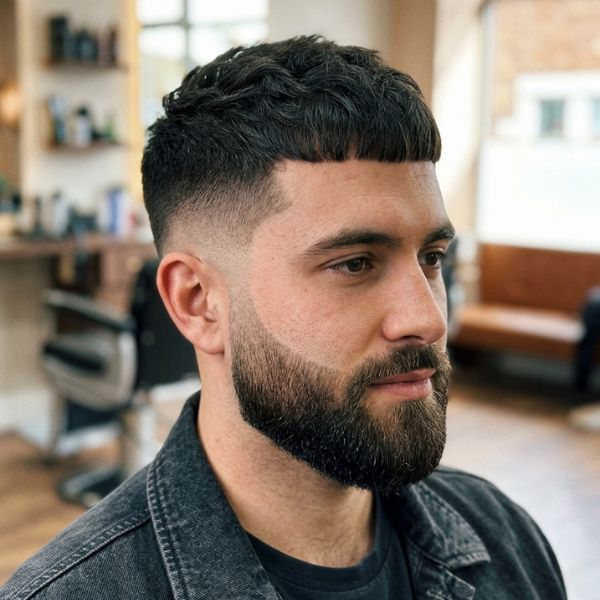 . French Crop Taper Fade with Beard