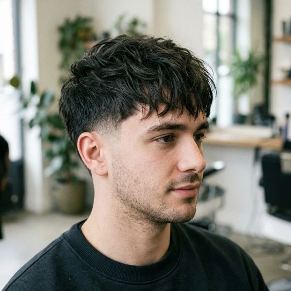 Low Taper Fade Textured Fringe