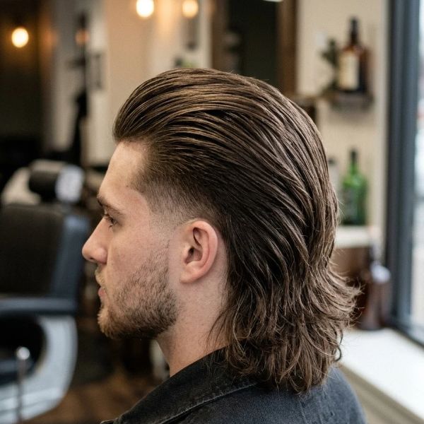 Slick Back Taper Fade Mullet